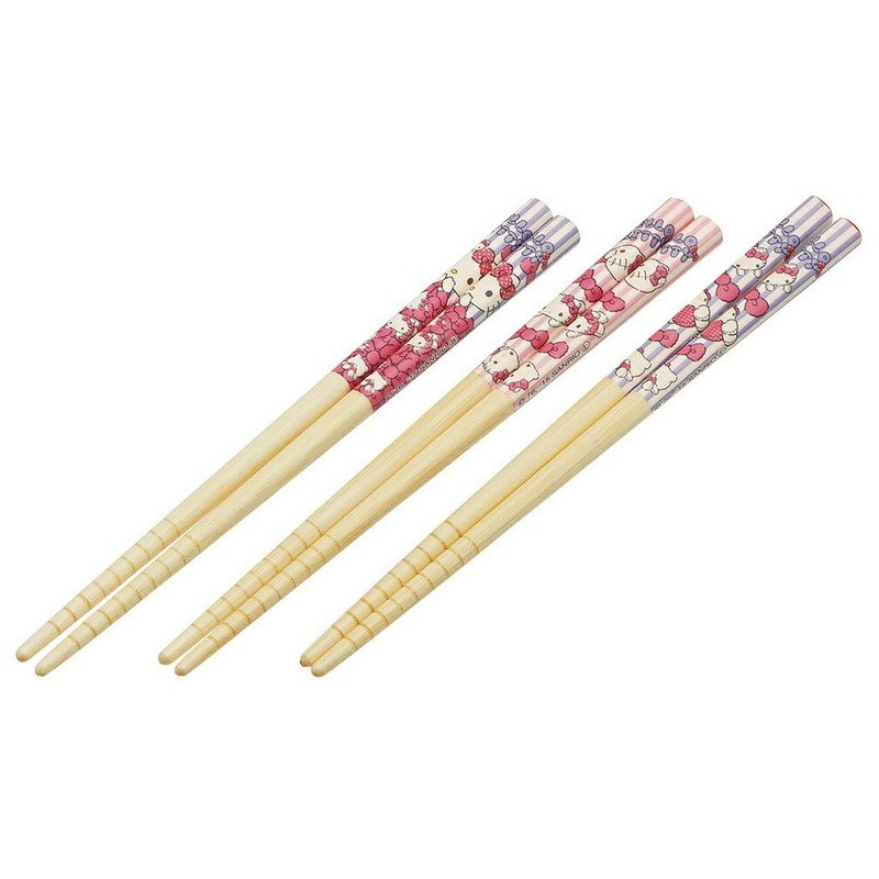 Hello Kitty - Set de 3 paires de baguettes