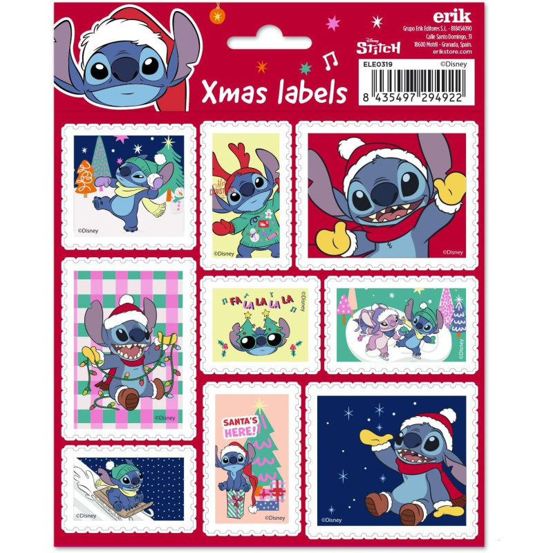 Disney - Set d'étiquettes de Noël Stitch