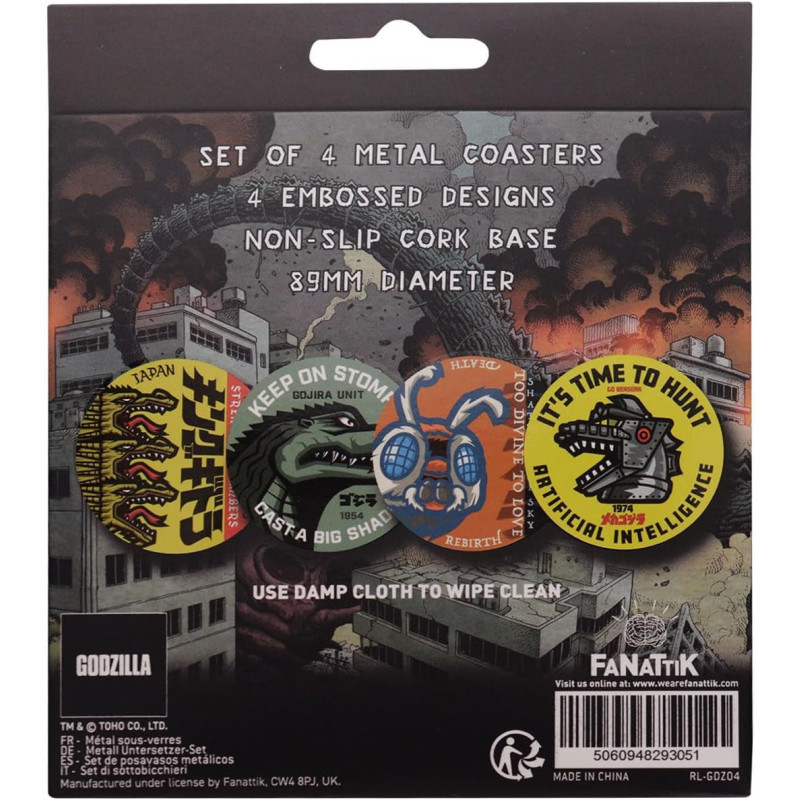 Godzilla - Pack 4 sous-verres en métal