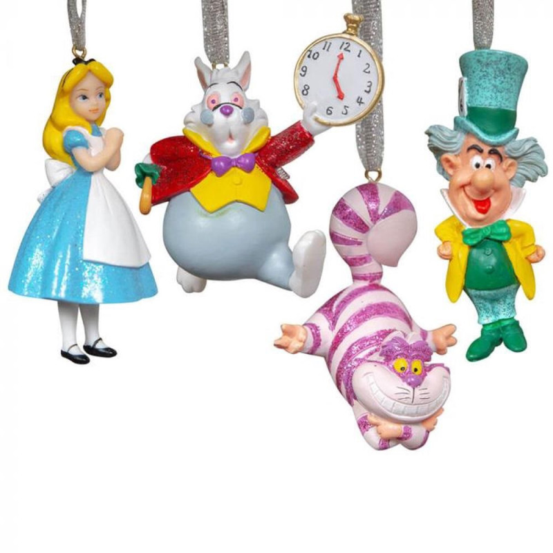 Disney : Alice au Pays des Merveilles - Set de 4 ornements sapin