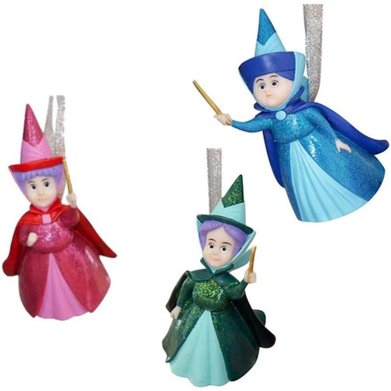 Disney : La Belle au Bois Dormant - Set de 3 ornements sapin Fées Merryweather, Flora et Fauna