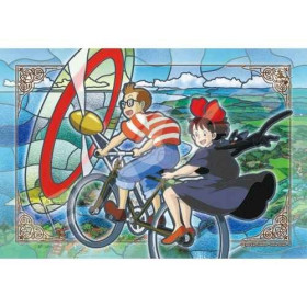 Kiki la Petite Sorcière - Puzzle vitrail Tombo & Kiki à vélo (300 pièces)