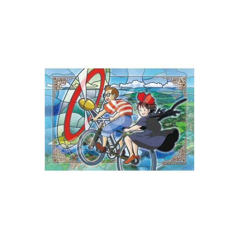 Kiki la Petite Sorcière - Puzzle vitrail Tombo & Kiki à vélo (300 pièces)