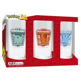 Pokemon - Set de 3 verres Carapuce, Bulbizarre, Salamèche