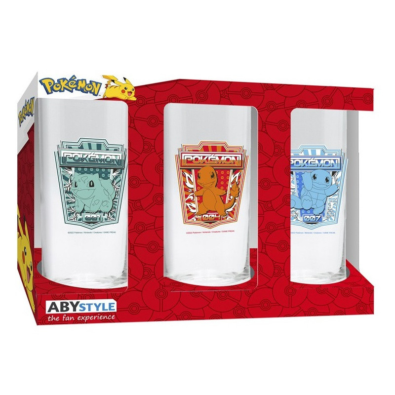 Pokemon - Set de 3 verres Carapuce, Bulbizarre, Salamèche