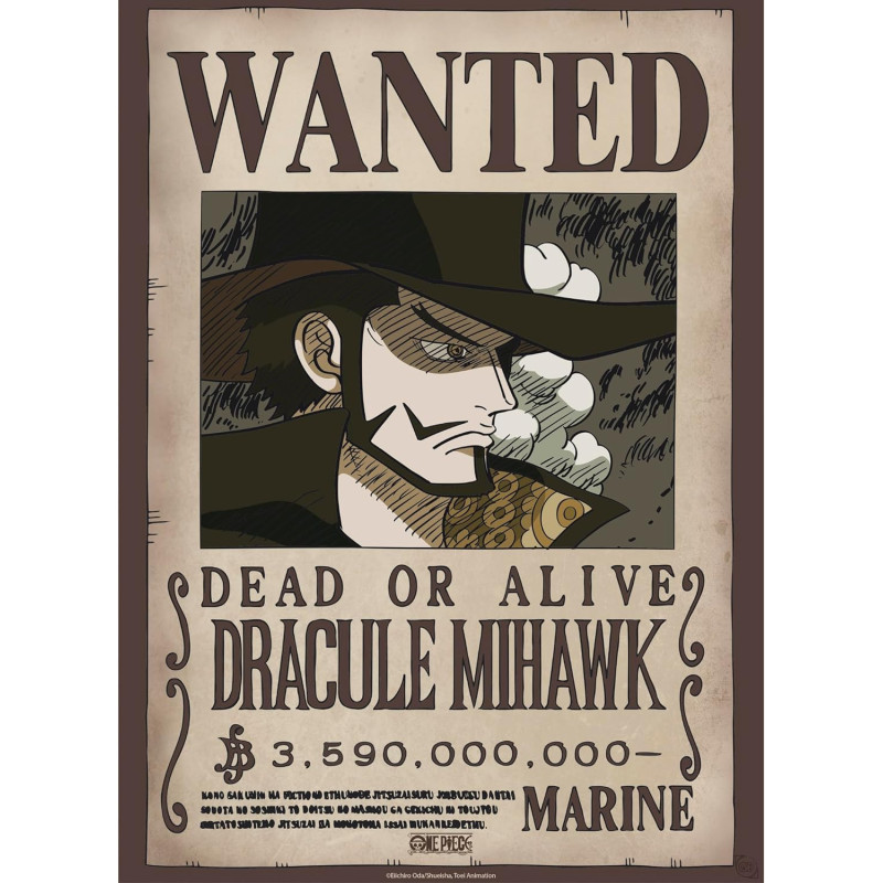 One Piece - poster Wanted Wano Dracule Mihawk (52 x 38 cm)