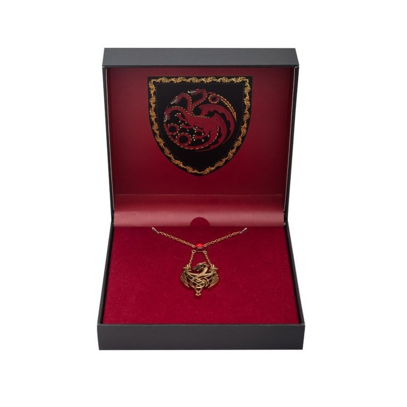 Game of Thrones : House of the Dragon - Collier pendentif 3 dragons avec pierre