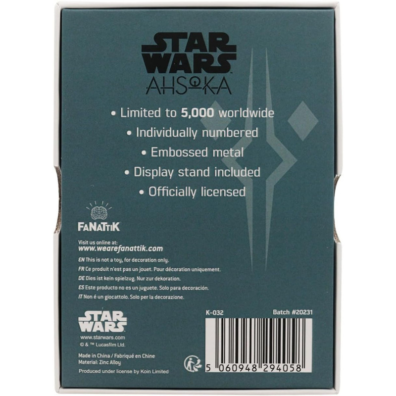 Star Wars : Ahsoka - Lingot plaque 5000 exemplaires