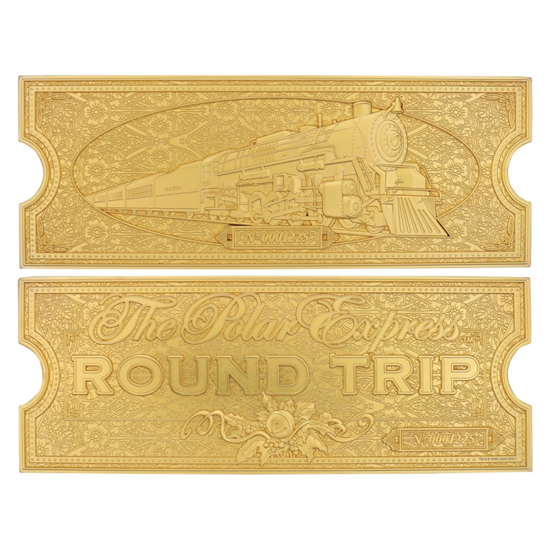 OCTOBRE 2024 : The Polar Express - Réplique Train Ticket 24k Gold Plated 2004 exemplaires