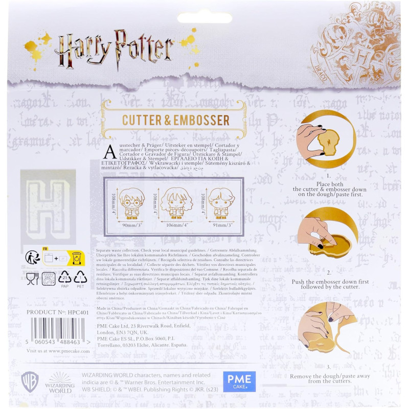 Harry Potter - Set 3 emporte-pièces et cookie cutters Ron, Hermione & Harry