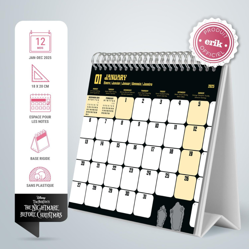 Nightmare Before Christmas - Calendrier de bureau 2025