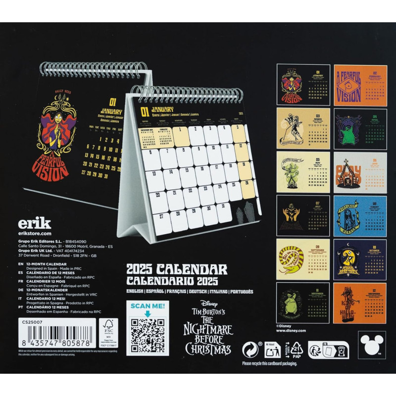 Nightmare Before Christmas - Calendrier de bureau 2025