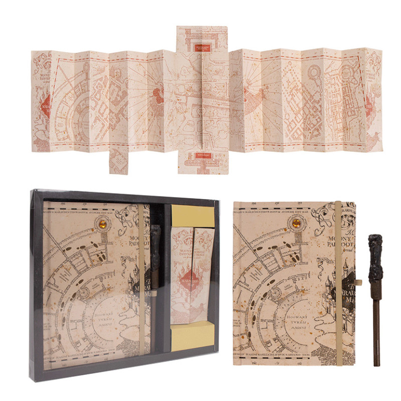 Harry Potter - Set Carnet lumineux Marauder's Map + Stylo baguette