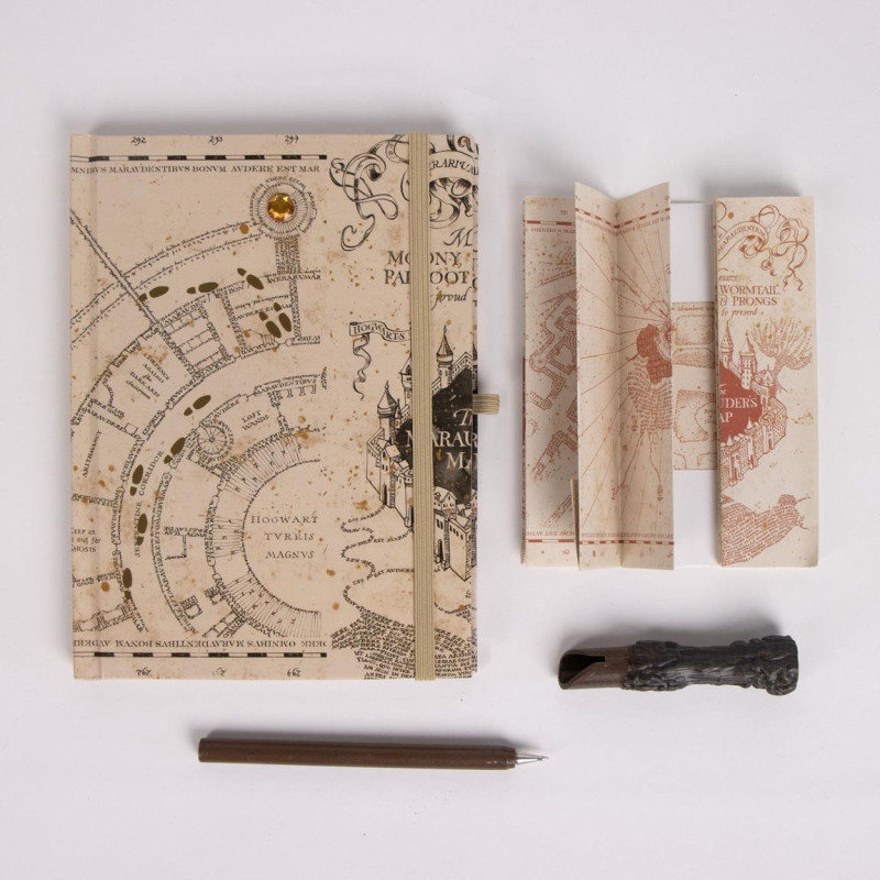 Harry Potter - Set Carnet lumineux Marauder's Map + Stylo baguette