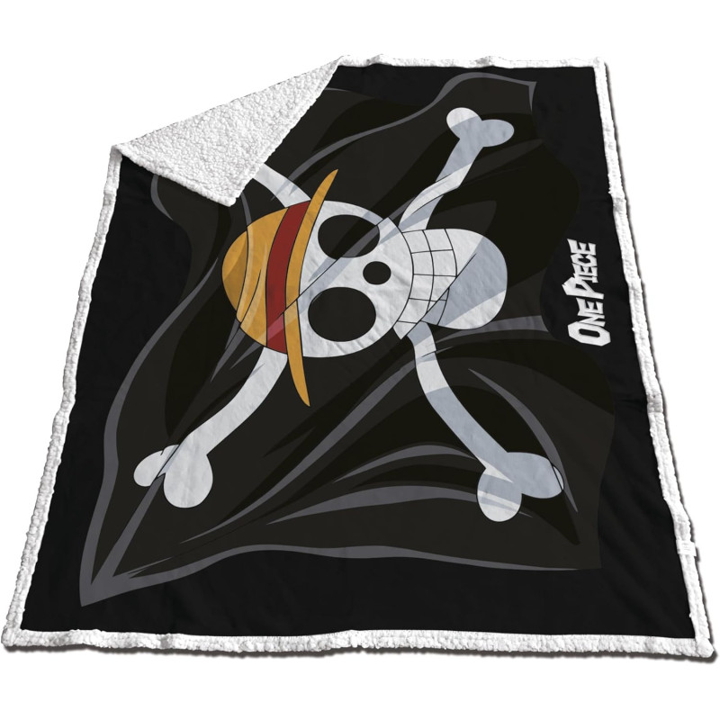 One Piece - Couverture plaid sherpa Luffy Skull Jolly Roger 130 x 170 cm