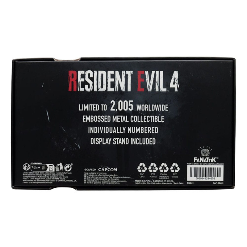 AVRIL 2025 : Resident Evil 4 - Réplique 1/1 Metal Exclusive Upgrade Ticket 2005 exemplaires