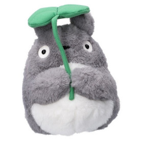 Mon voisin Totoro - Coussin peluche Nakayoshi Totoro Gris avec feuille 21 cm