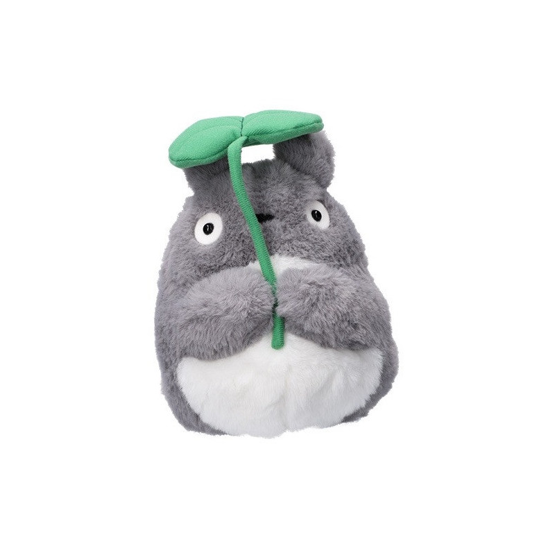 Mon voisin Totoro - Coussin peluche Nakayoshi Totoro Gris avec feuille 21 cm