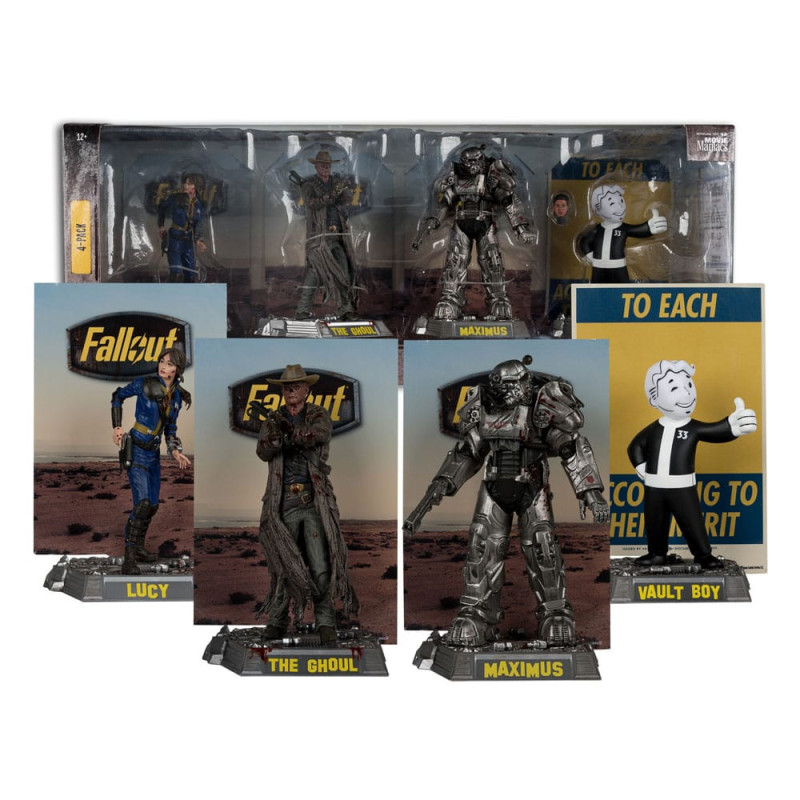 Fallout - Pack 4 statuettes PVC Movie Maniacs Lucy, Maximus, The Ghoul & Vault Boy 15 cm