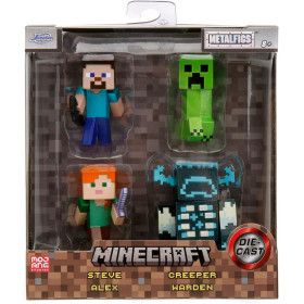 Minecraft - Pack 4 figurines Nano Metalfigs Nano 6 cm