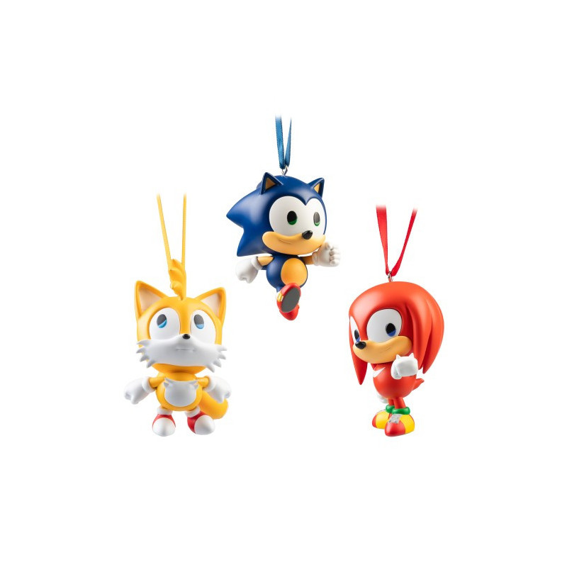 Sonic - Set de 3 ornements de sapin en résine Sonic, Tails & Knuckles