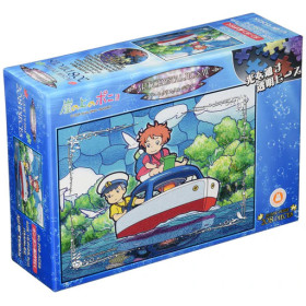 Ponyo sur la Falaise - Puzzle Art Crystal vitrail 208 pièces Ponyo & Sosuke sur le bateau