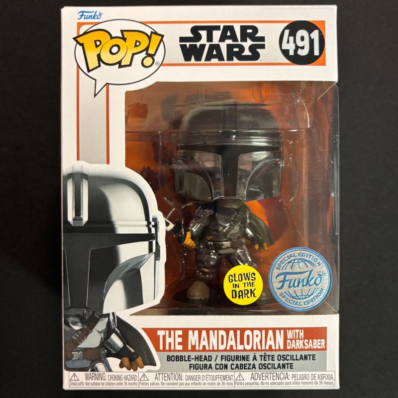 Star Wars : The Mandalorian - Pop! - Mando with Darksaber GITD n°491