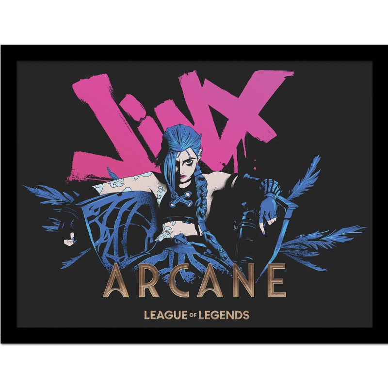 Arcane : League of Legends - poster encadré Jinx (35 x 45 cm)