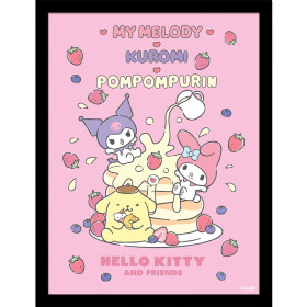 Sanrio - poster encadré Kuromi, My Melody & Pompompurin (30 x 40 cm)