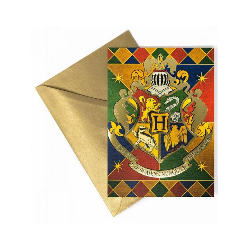 Harry Potter - Carte de voeux métallisée Hogwarts