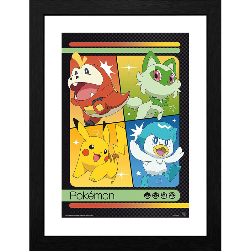 Pokemon - poster encadré Starters Écarlate et Violet 30 x 40 cm