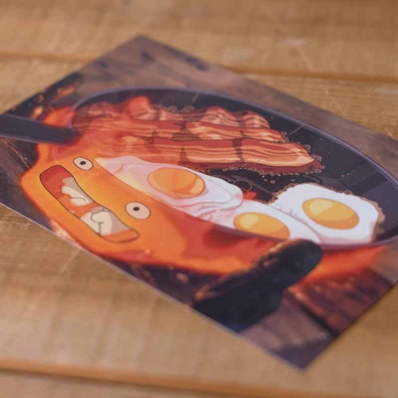 Le Château Ambulant (Howl's Moving Castle) - Carte Postale Calcifer Oeuf & Bacon